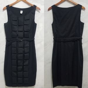 Sangria Black Ruffle Sheath Belted Dress sz 10